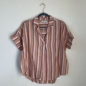 Never worn Madewell shirt with light pink, orange, green & purple stripes.